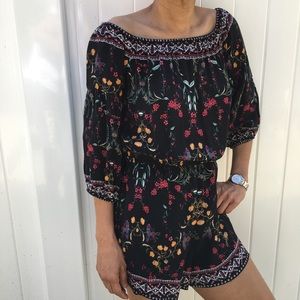 NWT Flying Tomato Black Floral Romper